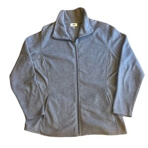 Old Navy Womens XL Gray Fleece Jacket Full Zip Mock Neck Mockneck Heathered XL